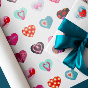 Heart Photo Collage Wrapping Paper