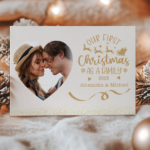 Heart Photo First Christmas as a Family Card