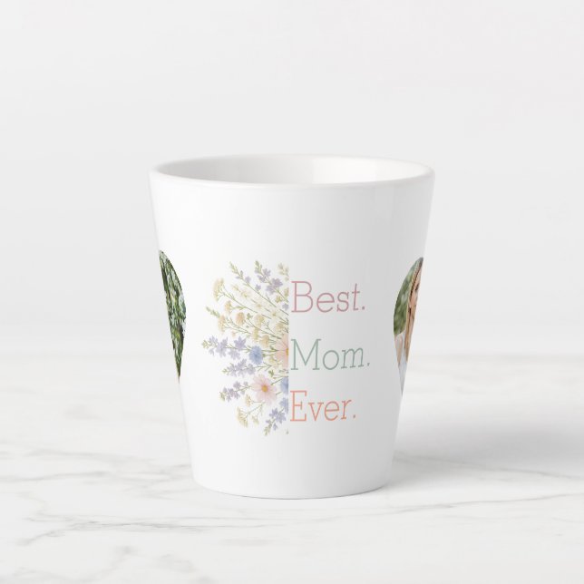 Heart Photo & Floral Design - Perfect Mother's Day Latte Mug (Front)