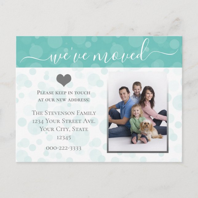 Heart Photo Moving Announcement Change of Address Postcard (Front)