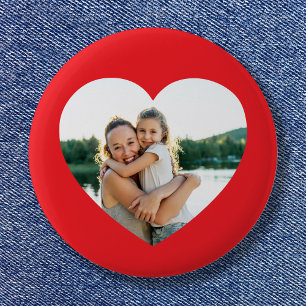 Heart Photo Red 6 Cm Round Badge