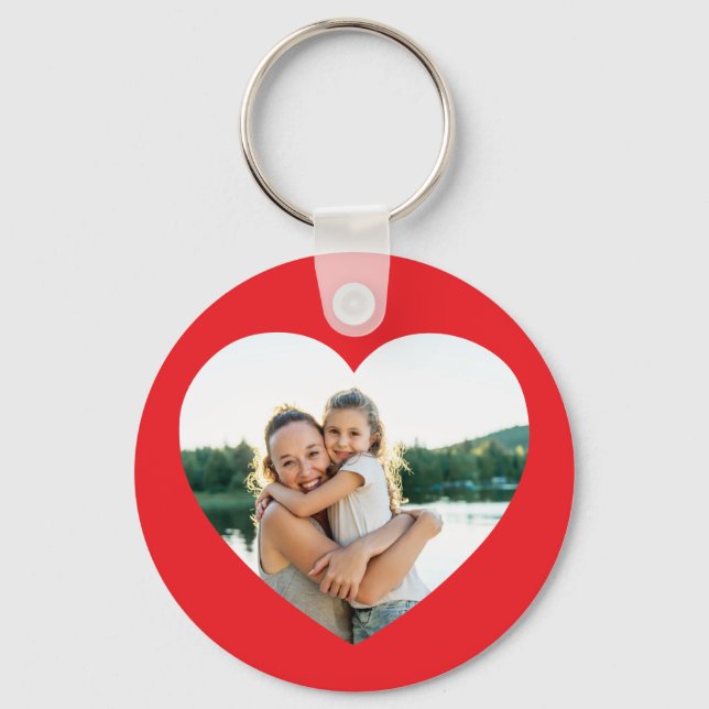 Heart Photo Red Key Ring (Front)
