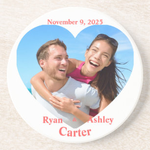 Heart Photo Wedding Bride & Groom Coaster