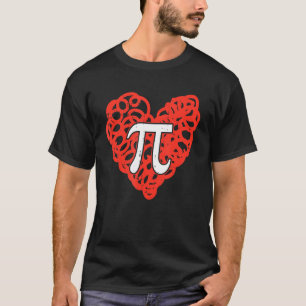 Heart Pi Valentines Day Cool Love Science Math Tea T-Shirt