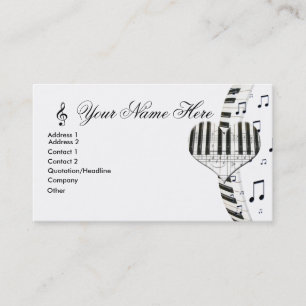 Heart Piano Keyboard and Music Notes Business Card