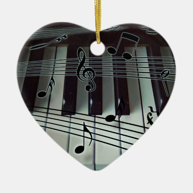 Heart Piano Keyboard Ornament (Front)