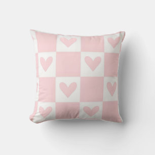 Heart Pillow - Pink Chequered Retro - 
