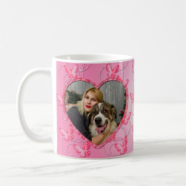 Heart Pink Pattern Butterfly for any occasion Coffee Mug (Left)
