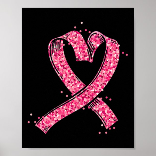 Heart Pink Ribbon Breast Cancer Awareness Fighter  Poster (Front)
