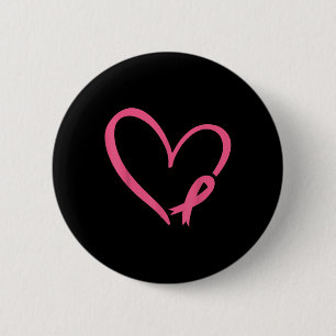 Heart Pink Ribbon Breast Cancer Awareness Month Wo 6 Cm Round Badge