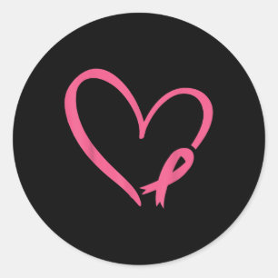 Heart Pink Ribbon Breast Cancer Awareness Month Wo Classic Round Sticker