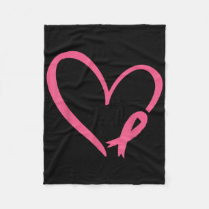 Heart Pink Ribbon Breast Cancer Awareness Month Wo Fleece Blanket