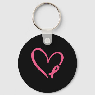 Heart Pink Ribbon Breast Cancer Awareness Month Wo Key Ring