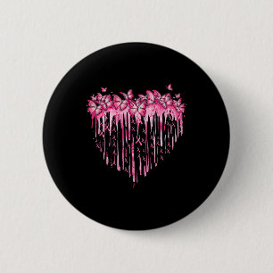 Heart Pink Ribbon Butterflies Breast Cancer Awaren 6 Cm Round Badge