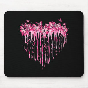 Heart Pink Ribbon Butterflies Breast Cancer Awaren Mouse Pad