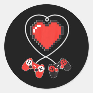 Heart Pixel Art Video-game Controller Valentines D Classic Round Sticker