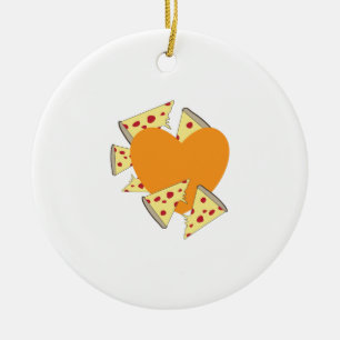 Heart Pizza Ceramic Tree Decoration