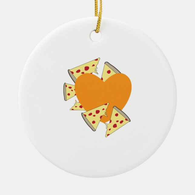 Heart Pizza Ceramic Tree Decoration (Front)