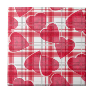 Heart plaid ceramic tile