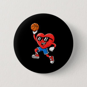 Heart Play Basketball Valentines Day For Teen Boys 6 Cm Round Badge