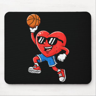 Heart Play Basketball Valentines Day For Teen Boys Mouse Pad
