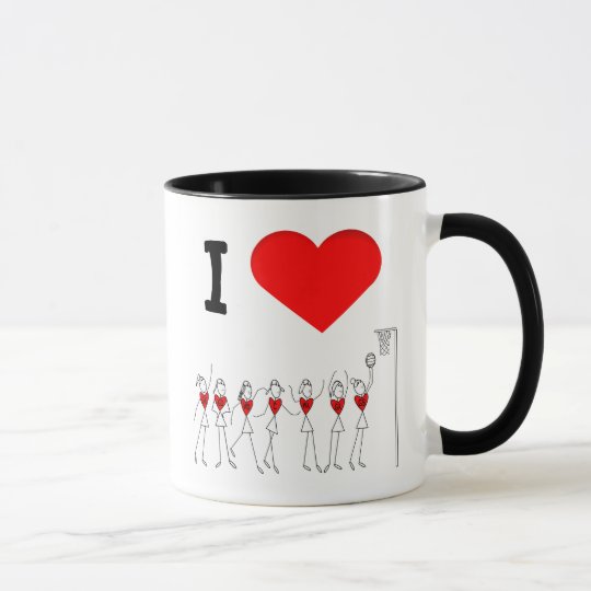 Heart Player Positions I Love Netball Mug