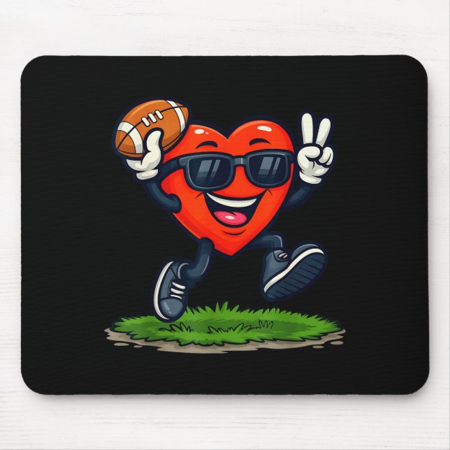 Heart Playing American Football Rugby Valentine Me Mouse Pad (Front)