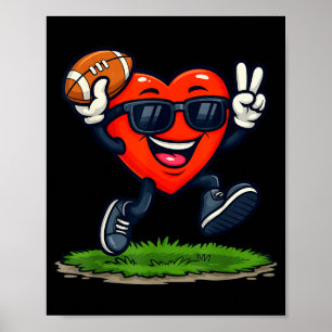 Heart Playing American Football Rugby Valentine Me Poster
