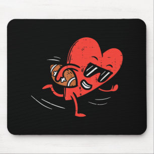 Heart Playing American Football Valentines Day Spo Mouse Pad