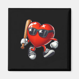 Heart Playing Baseball Funny Valentine's Day Febru Magnet