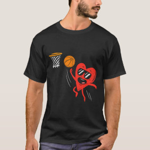 Heart Playing Basketball Cute Valentines Day Sport T-Shirt