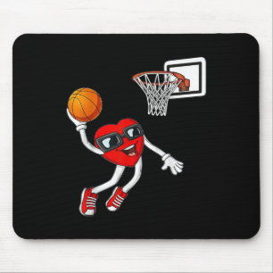 Heart Playing Basketball Valentines Day Boys Gifts Mouse Pad