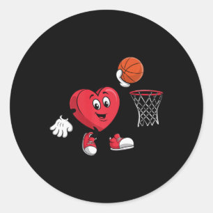 Heart Playing Basketball Valentine's Day For Sport Classic Round Sticker