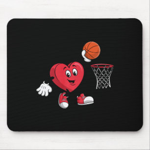 Heart Playing Basketball Valentine's Day For Sport Mouse Pad