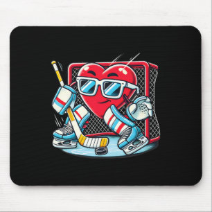 Heart Playing Hockey Goalie Valentine's Day Men Wo Mouse Pad