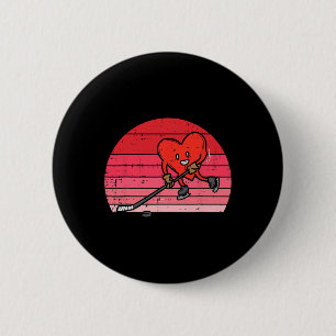Heart Playing Ice Hockey Sport Men Women Kids Vale 6 Cm Round Badge