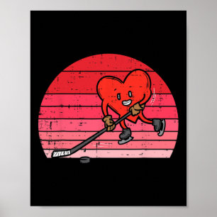 Heart Playing Ice Hockey Sport Men Women Kids Vale Poster