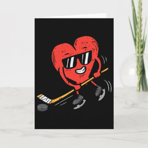 Heart Playing Ice Hockey Valentines Day Love Sport Card