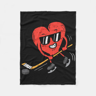 Heart Playing Ice Hockey Valentines Day Love Sport Fleece Blanket