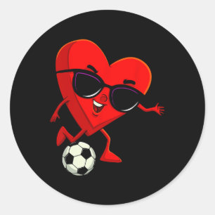 Heart Playing Soccer Cute Valentines Day Sports Me Classic Round Sticker