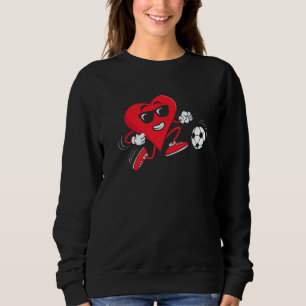 Heart Playing Soccer Funny Valentines Day Soccer F Sweatshirt