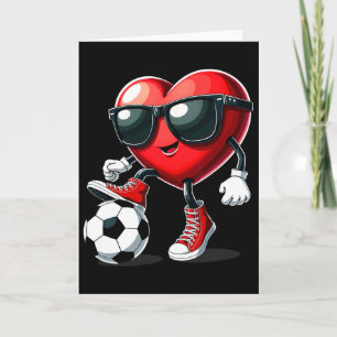 Heart Playing Soccer Valentines Day Card