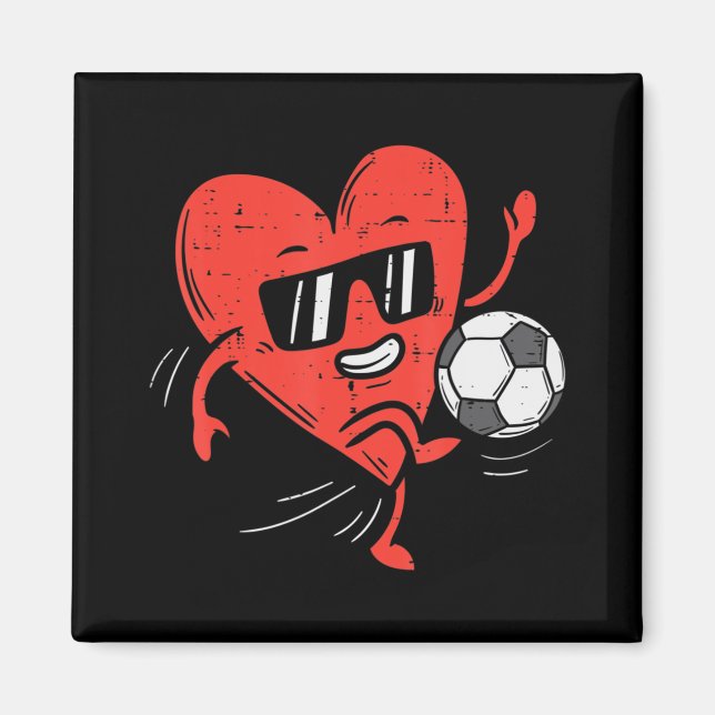 Heart Playing Soccer Valentines Day Football Girls Magnet (Front)