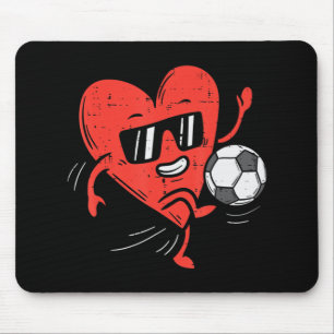 Heart Playing Soccer Valentines Day Football Girls Mouse Pad