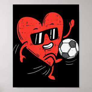 Heart Playing Soccer Valentines Day Football Girls Poster
