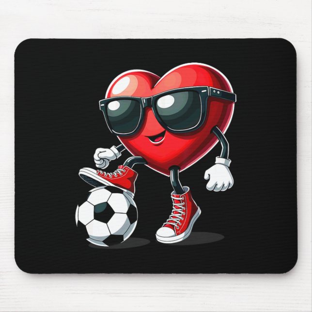 Heart Playing Soccer Valentines Day  Mouse Pad (Front)