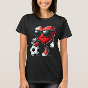 Heart Playing Soccer Valentines Day T-Shirt