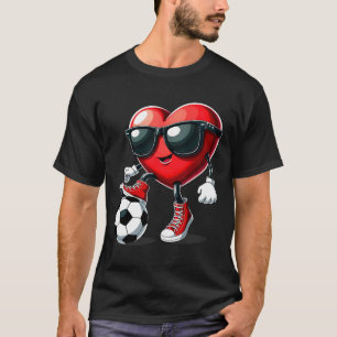 Heart Playing Soccer Valentines Day T-Shirt