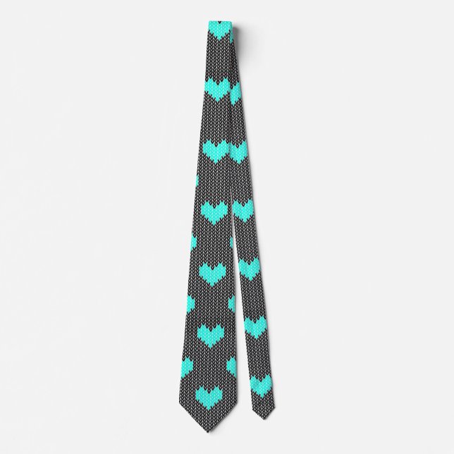 Heart Polka Dots in Knitted Pattern Style Tie (Front)