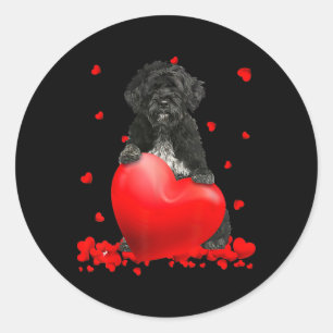 Heart Portuguese Water Dog Dog Lover Christmas Val Classic Round Sticker